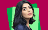 Royal Voluntary Service consultant Saima Rasool against a colourful background graphic